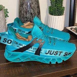 JUST SO SO Women's Athletic Running Shoes Sneakers Teal Size 39 / 8/8.5